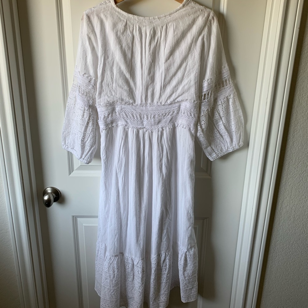 NEW! Anthropologie Ebba Eyelet white midi dress - Picture 8 of 10